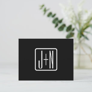 Carte Postale Initiales Monogrammées Modernes Noir & Blanc