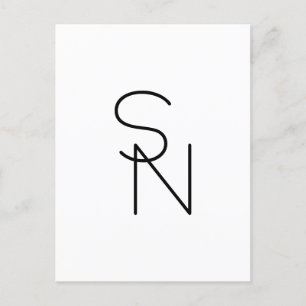 Carte Postale Initiales superposées de style moderne