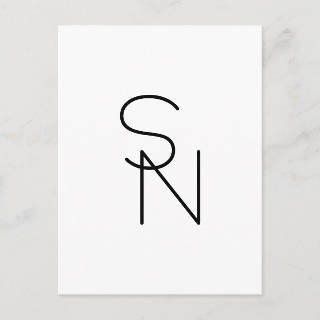 Carte Postale Initiales superposées de style moderne (Devant)
