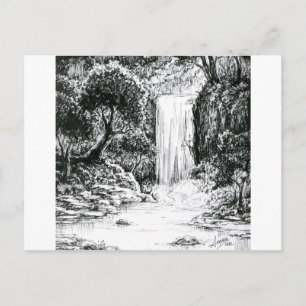 Carte Postale Inktober 2018 Jour 21 - Cascade dans les Bois