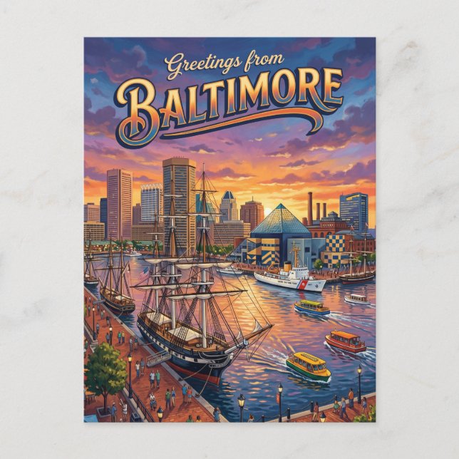 Carte Postale Inner Harbor, Baltimore États-Unis (Devant)