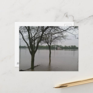 Carte Postale inondations à Burlington, Iowa  chaland