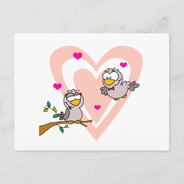 Carte Postale inséparables de dessins animés mignons (Devant)
