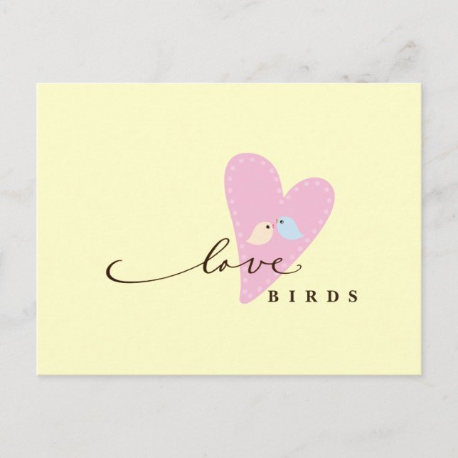 Carte Postale Inséparables et coeur (Devant)