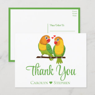 Carte Postale Inséparables Green Yellow Lovebird Mariage Merci