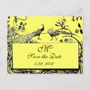 Carte Postale INSÉPARABLES mariages MONOGRAM noir et blanc jaune
