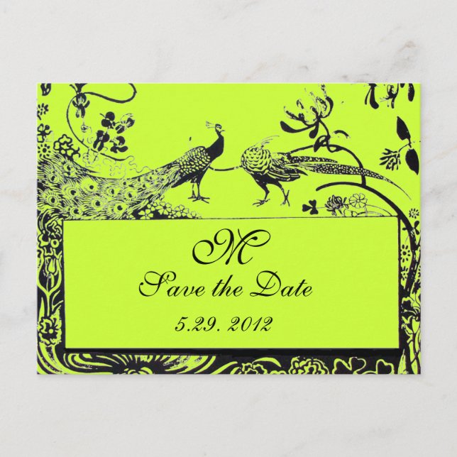 Carte Postale INSÉPARABLES mariages MONOGRAM noir et blanc vert (Devant)