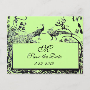 Carte Postale INSÉPARABLES mariages MONOGRAM noir et blanc vert
