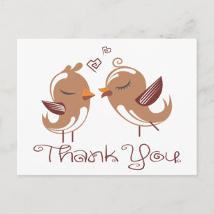 Carte Postale Inséparables Marron Merci Oiseaux De Mariage