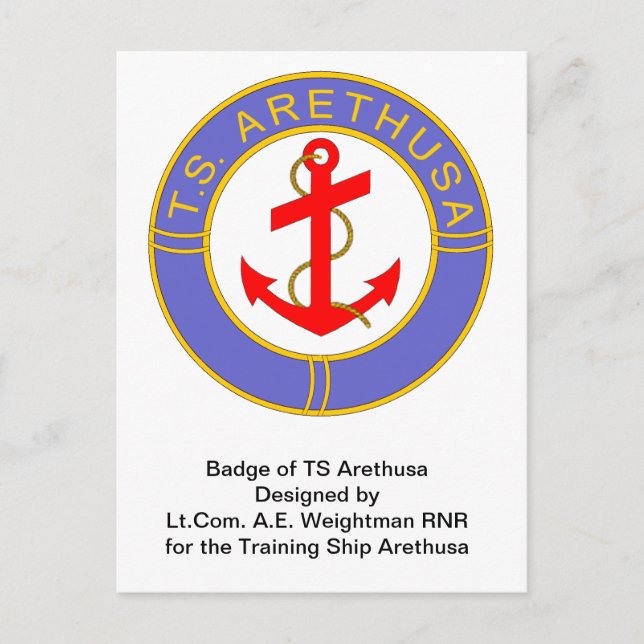 Carte Postale Insigne de TS Arethusa (Devant)