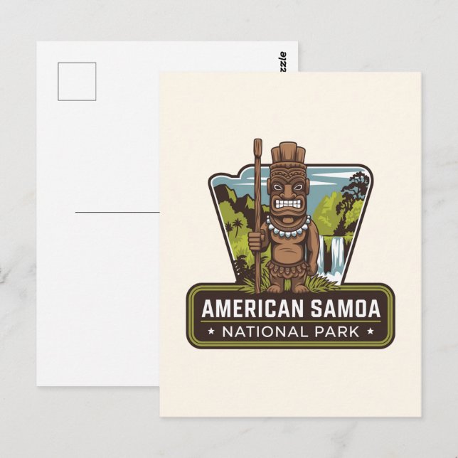 Carte Postale Insigne de voyage du Parc national des Samoa améri (Devant / Derrière)