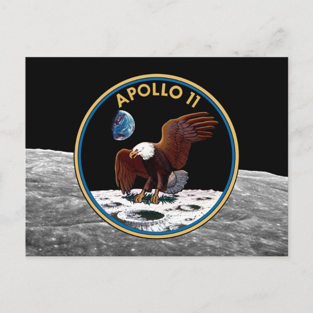 Carte Postale Insigne lunaire d'atterrissage Apollo 11 de la NAS (Devant)