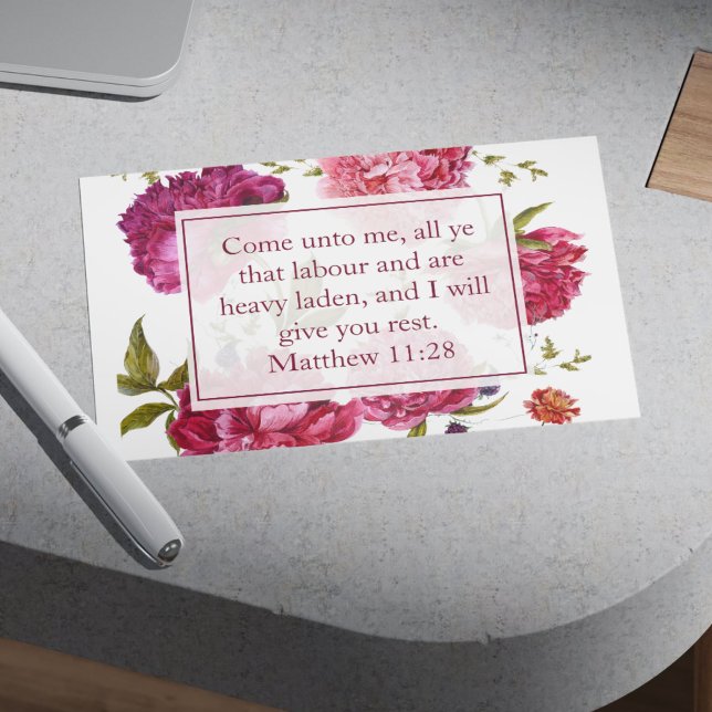 Carte Postale Inspirant Matthieu 11:28 Floral rose (Inspirational Matthew 11:28 Pink Floral Postcard)