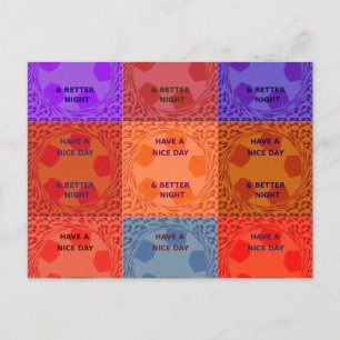 Carte Postale Inspirational Ayez une belle journée À damiers Pop