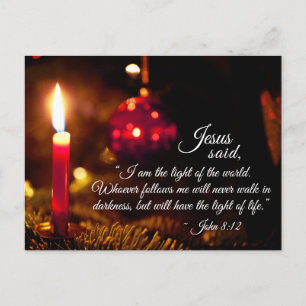 Carte Postale Inspirationnel Verse de la Bible de Noël, Jean 8:1