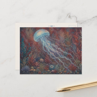 Carte postale inspirée d'aquarelle de l'océan aux