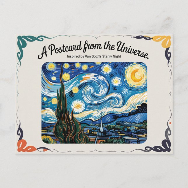 Carte postale inspirée par l'art nocturne étoilé d (Devant)