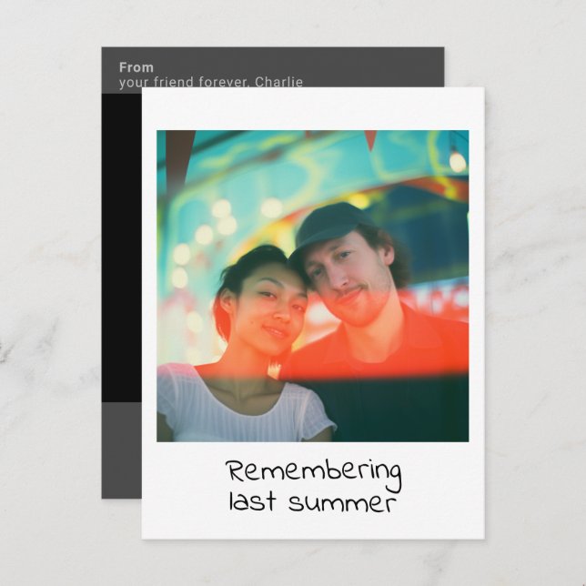 Carte Postale Instantané photographie rétro souvenir (Devant / Derrière)