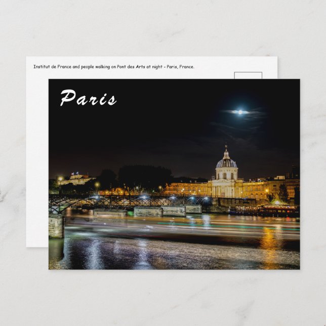 Carte Postale Institut de France et Pont des Arts - Paris (Devant / Derrière)