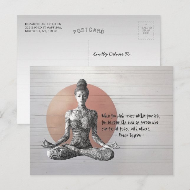 Carte Postale Instructeur de méditation Yoga Reiki Master Lotus  (Devant / Derrière)