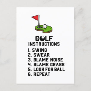 Carte Postale Instruction de golf Swing Sweer au trou du drapeau