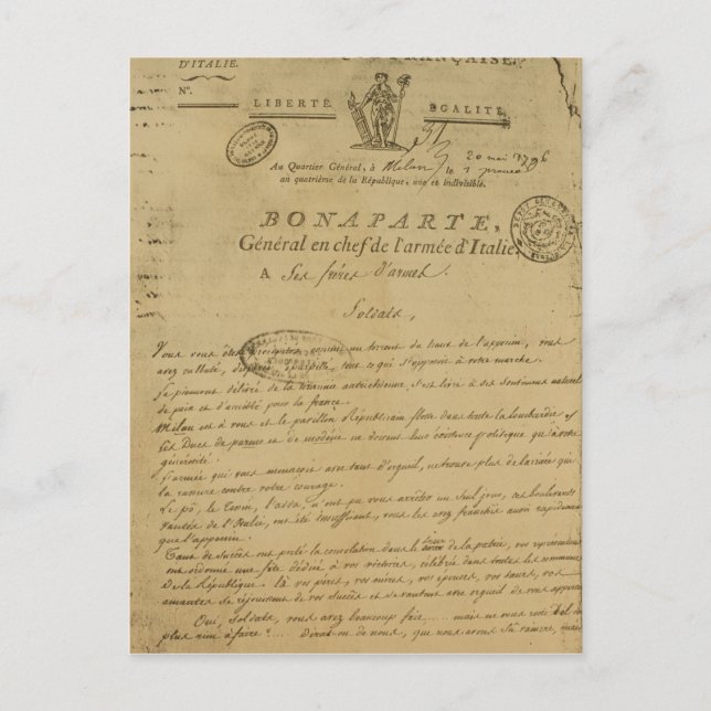 Carte Postale Instructions aux soldats émises par Napoléon (Devant)