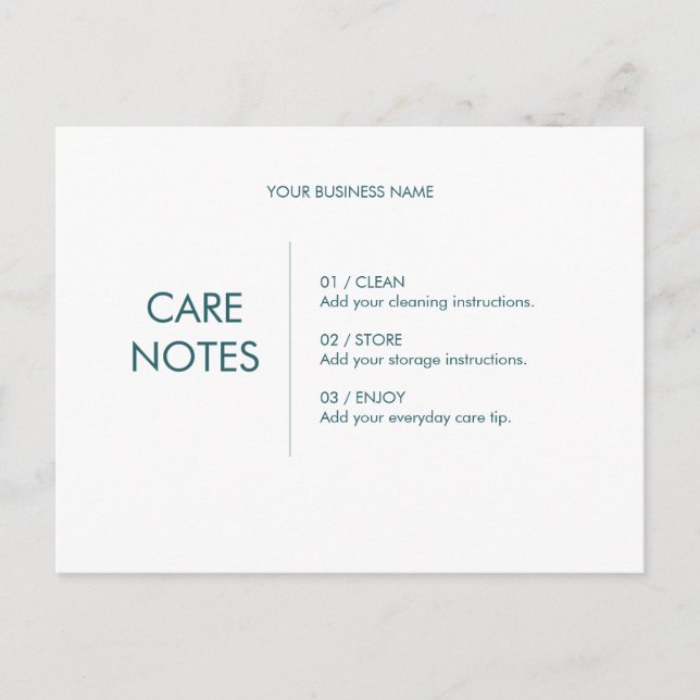 Carte Postale Instructions de soin de produit modifiables par Ti (Devant)