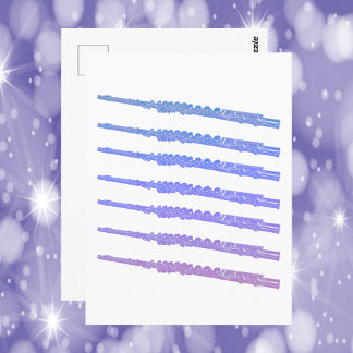 Carte Postale Instrument de musique fluide rose bleu violet