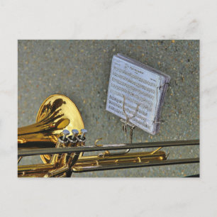 Carte Postale instrument de musique Trombone avec notation