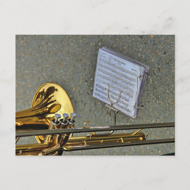 Carte Postale instrument de musique Trombone avec notation (Devant)