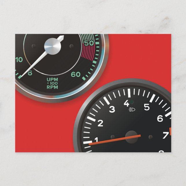 Carte Postale Instruments automobiles vintages / jauges de voitu (Devant)
