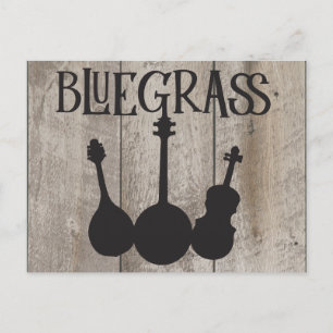 Carte Postale Instruments de musique Bluegrass sur bois rustique