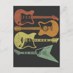 Carte Postale Instruments de musique rétro guitariste Guitare Vi