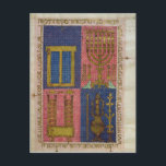 Carte Postale Instruments du Temple<br><div class="desc">Ms.OR.26 fol.26r Instruments du Temple de l'Ecole Italienne, de la Bible hébraïque située à la Biblioteca Estense Universitaria, Modène, Italie. Les instruments du Temple, Ms.OR.26 fol.26r, de la Bible hébraïque, ont été créés autour du 15ème siècle.</div>