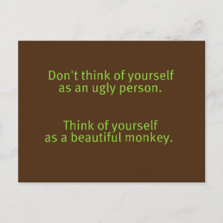 CARTE POSTALE INSULTES DRÔLES PAS BELLE PERSONNE SINGE BEAU