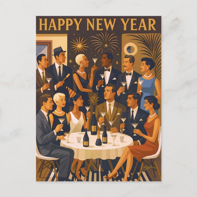 Carte Postale Intellectuels Martini Moderne du Milieu du Siècle  (Devant)