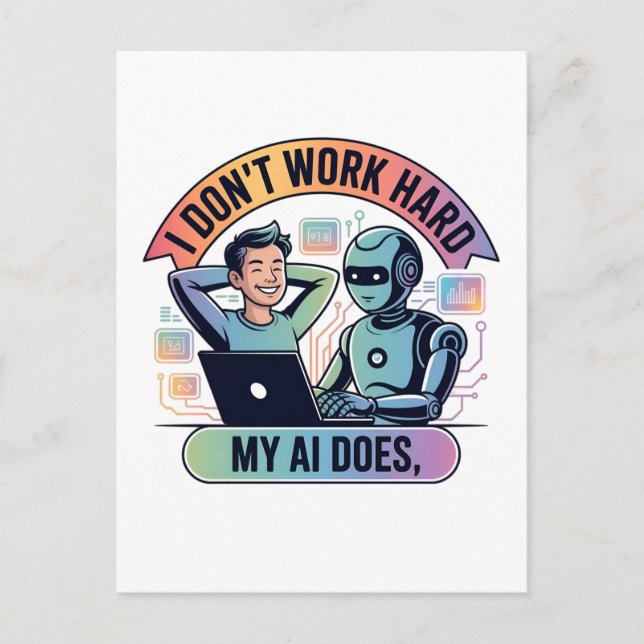 Carte Postale Intelligence Artificielle Travailler plus intellig (Devant)