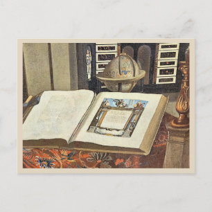 Carte Postale Intérieur de bibliothèque antique peinture livre e