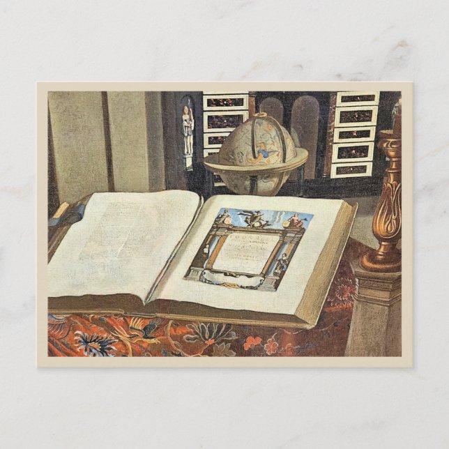 Carte Postale Intérieur de bibliothèque antique peinture livre e (Devant)