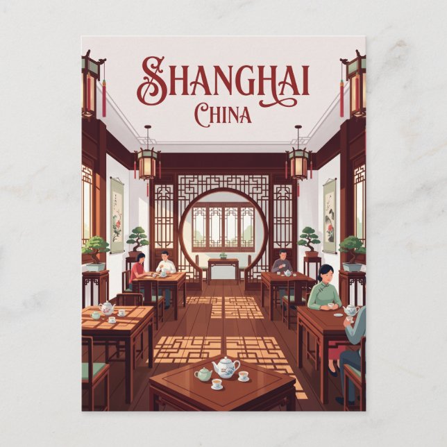 Carte Postale Intérieur de la maison de thé Huxinting Chine (Devant)