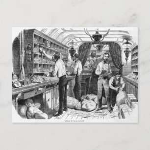 Carte Postale Intérieur d'un wagon postal français