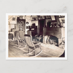 Carte Postale Intérieur d'une cabane en bois américaine, vers 18