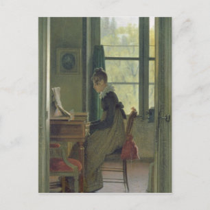 Carte Postale Intérieur d'une salle à manger, détail d'une femme