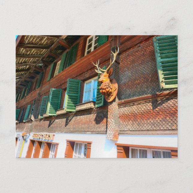 Carte Postale Interlaken, chalet en bois en Unterseen (Devant)