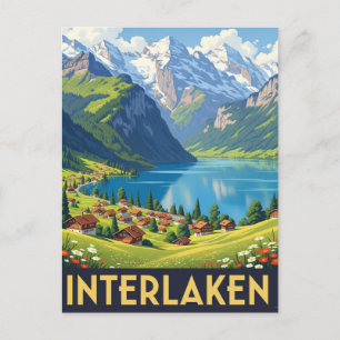 Carte Postale Interlaken Suisse Travel Vintage