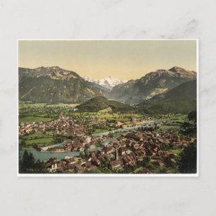 Carte Postale Interlaken Suisse Vue aérienne Vintage