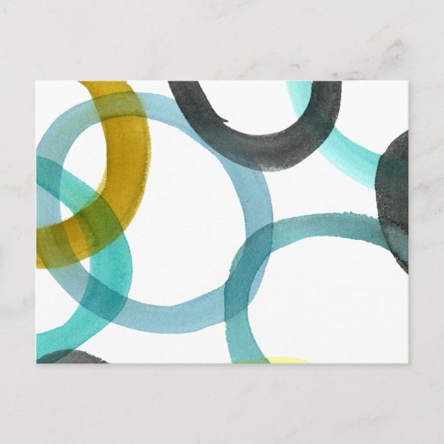 Carte Postale Interlocking Yellow & Blue Circles (Devant)