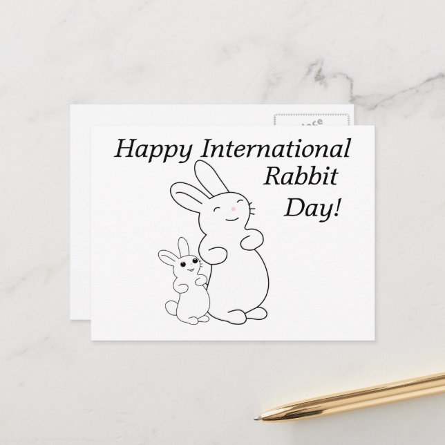 Carte Postale International Rabbit Day (Devant/Arrière en situation)