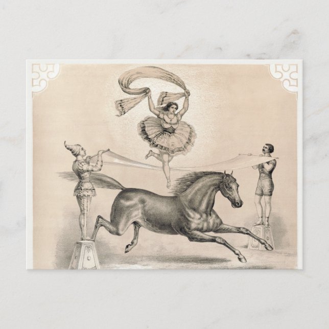 Carte Postale Interprète De Cirque Qui Saute Sur Un Gros Ruban (Devant)