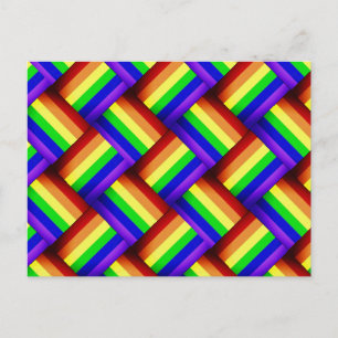 Carte Postale Interwoven LGBT Gay pride Rainbow Ribbon!